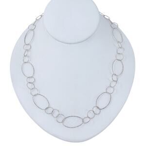 Estate Dyadema Italy Sterling Silver 925 Oval Link Necklace 20"